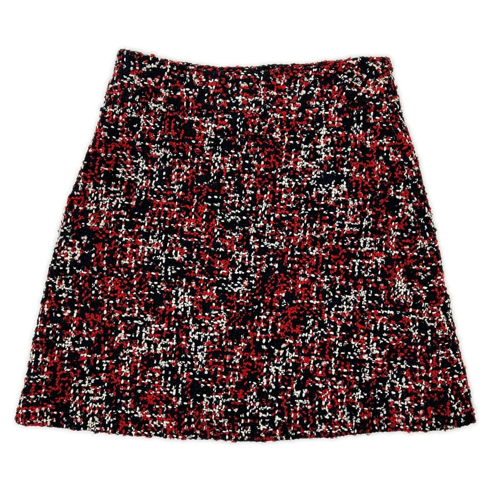 Dior Red Black Wool Tweed Skirt 34 — view 2