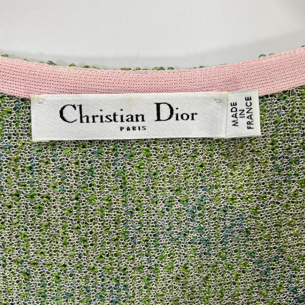 Dior Green Pink Cotton Lame Knit Dress 34 — view 4