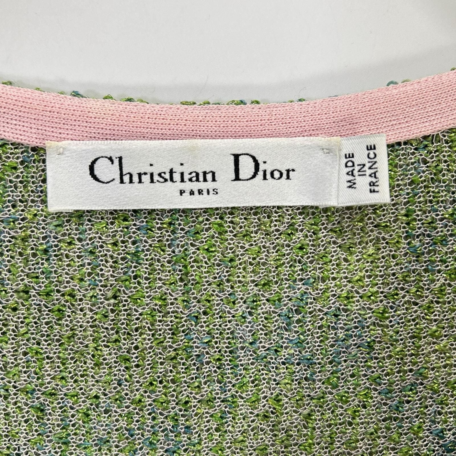 Dior Green Pink Cotton Lame Knit Dress 34 — view 4