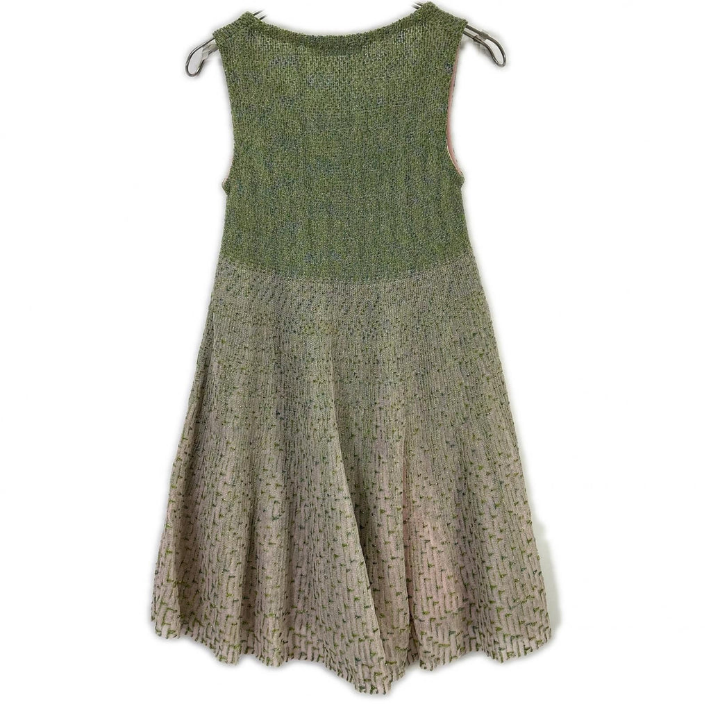 Dior Green Pink Cotton Lame Knit Dress 34 — view 3