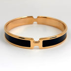 Hermes Olympe Bangle Gold Plated Black Bracelet — view 2