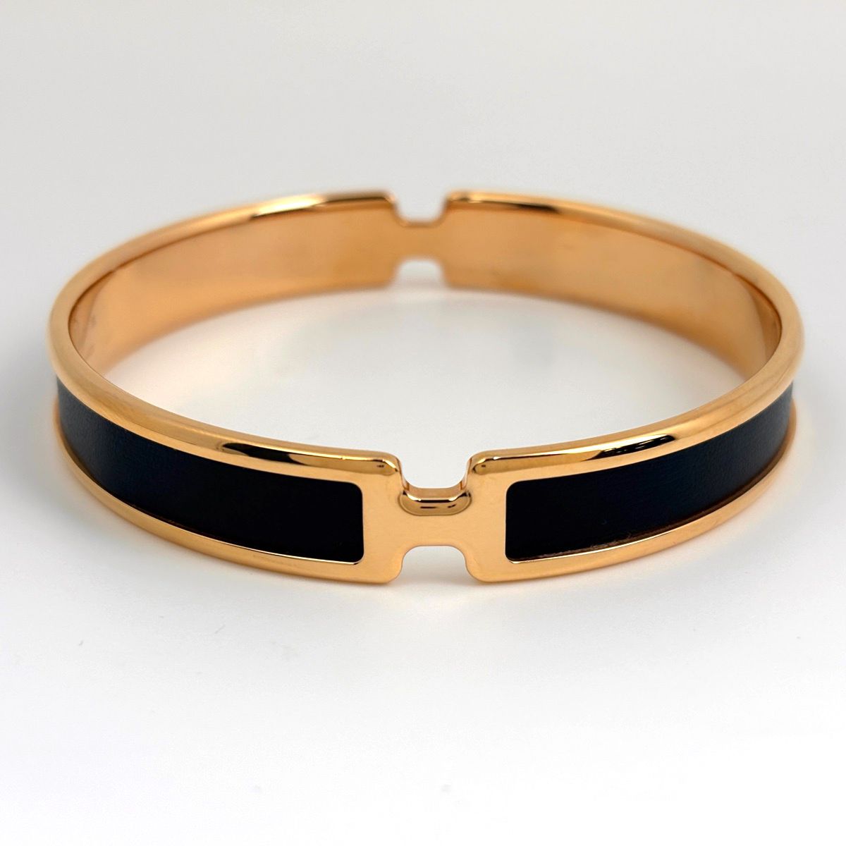 Hermes Olympe Bangle Gold Plated Black Bracelet — view 2