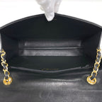 Chanel CC Logo Chain Shoulder Bag Quilted Leather Black — view 8