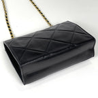 Chanel CC Logo Chain Shoulder Bag Quilted Leather Black — view 2