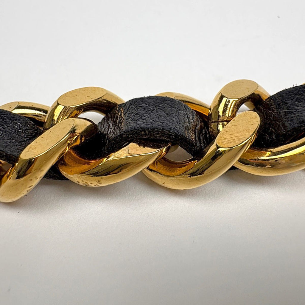 Chanel Belt CC Logo Chain Leather Gold Black — view 4