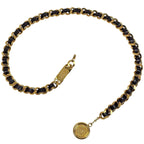 Chanel Belt CC Logo Chain Leather Gold Black
