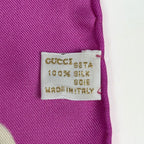 Gucci Scarf Flower Butterfly Tableware Shoes Horsebit Silk Pink Purple — view 2