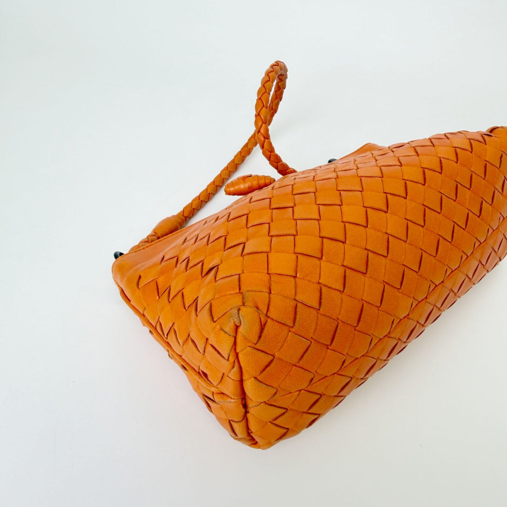 Bottega Veneta Intrecciato Shoulder Bag Leather Orange Vintage — view 7