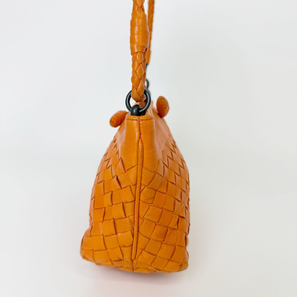 Bottega Veneta Intrecciato Shoulder Bag Leather Orange Vintage — view 5