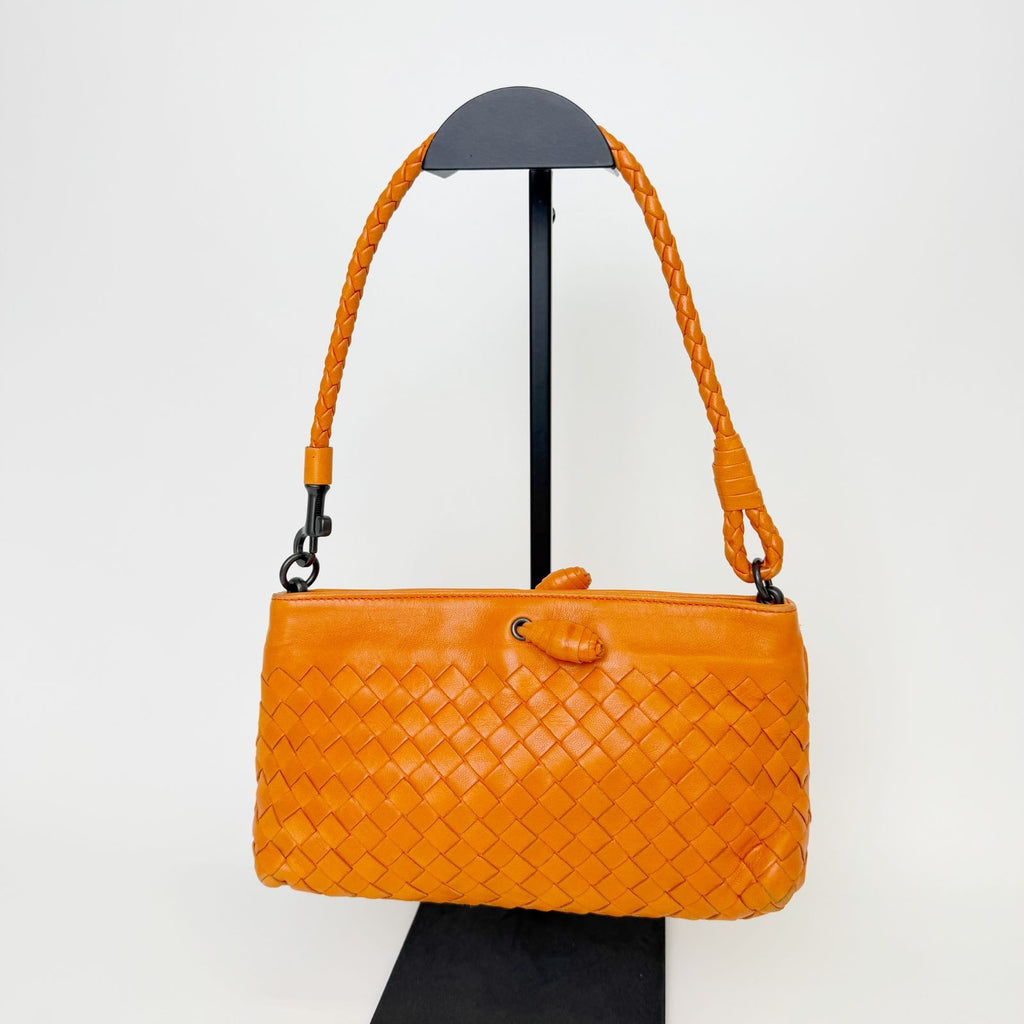 Bottega Veneta Intrecciato Shoulder Bag Leather Orange Vintage — view 3