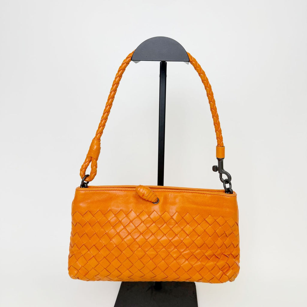 Bottega Veneta Intrecciato Shoulder Bag Leather Orange Vintage — view 2