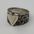 Gucci Heart Arabesque Ring 925 Sterling Silver Vintage