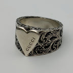 Gucci Heart Arabesque Ring 925 Sterling Silver Vintage