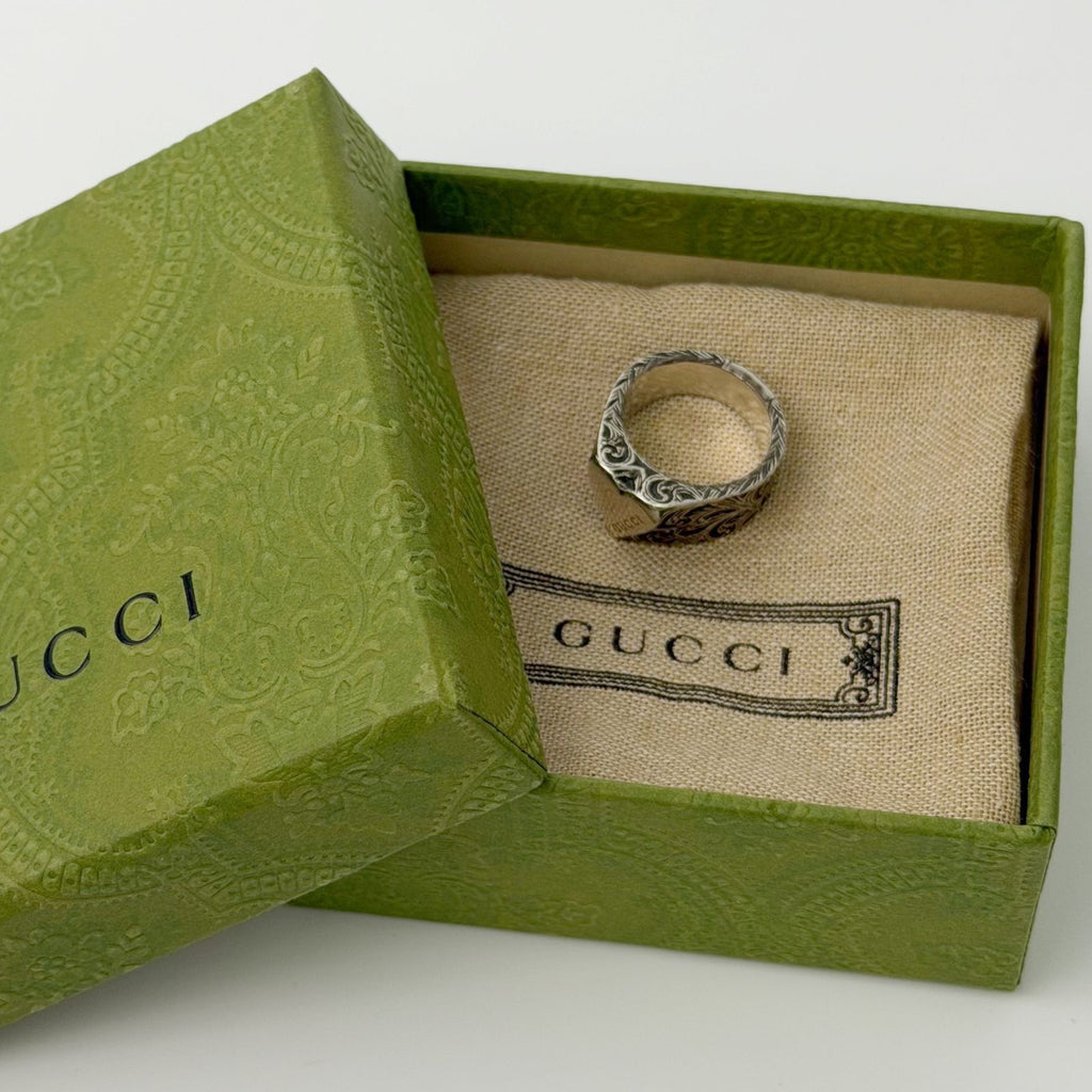 Gucci Heart Arabesque Ring 925 Sterling Silver Vintage — view 2