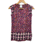 Chanel Tunic 38 M Pink Black Multi Crew Neck Sleeveless Cashmere Blend Knit