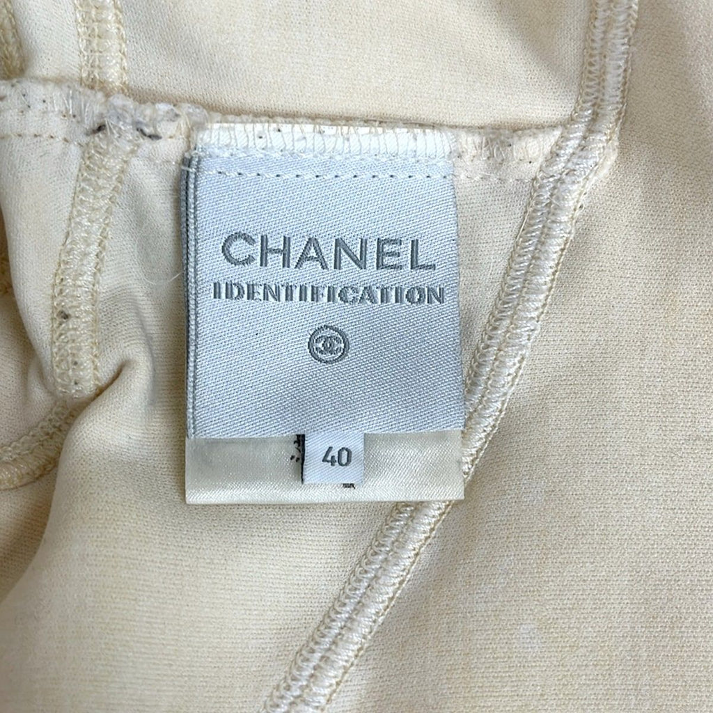 Chanel Jersey 40 M Sports Line Ivory Black Identification T-Shirt — view 6