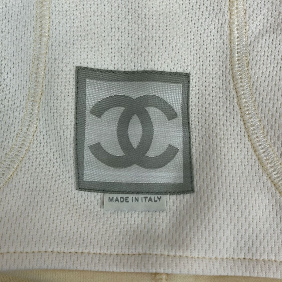 Chanel Jersey 40 M Sports Line Ivory Black Identification T-Shirt — view 3