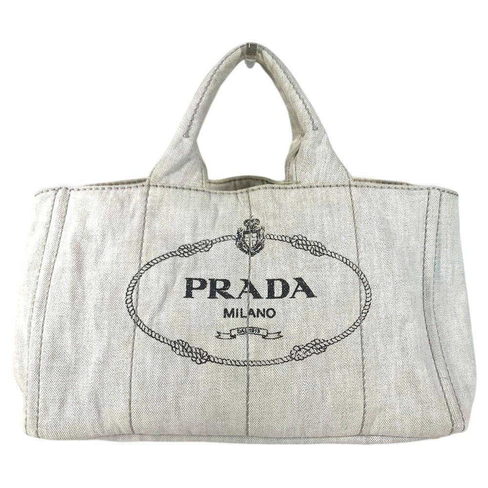 Prada Handbag Canapa Logo Cotton White