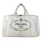 Prada Handbag Canapa Logo Cotton White