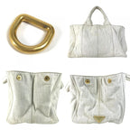 Prada Handbag Canapa Logo Cotton White — view 8