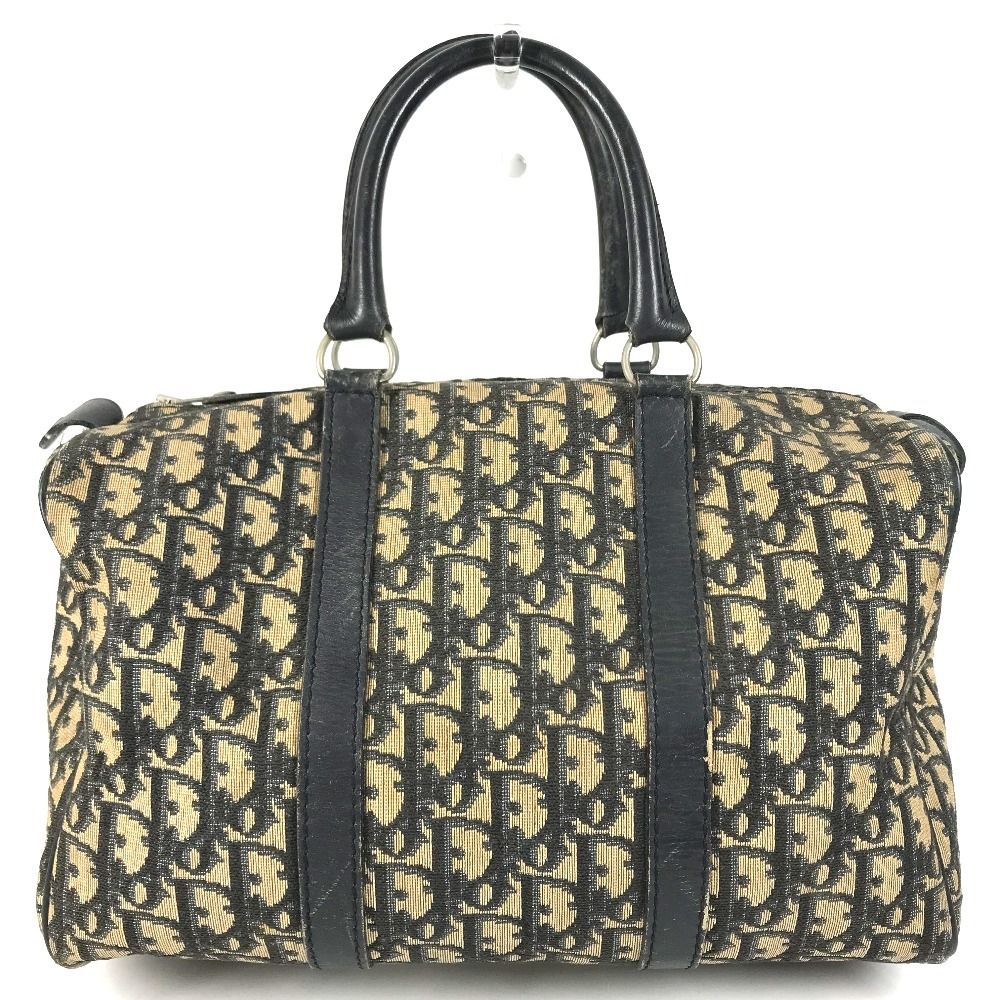 Dior Handbag Trotter Logo Leather Canvas Navy
