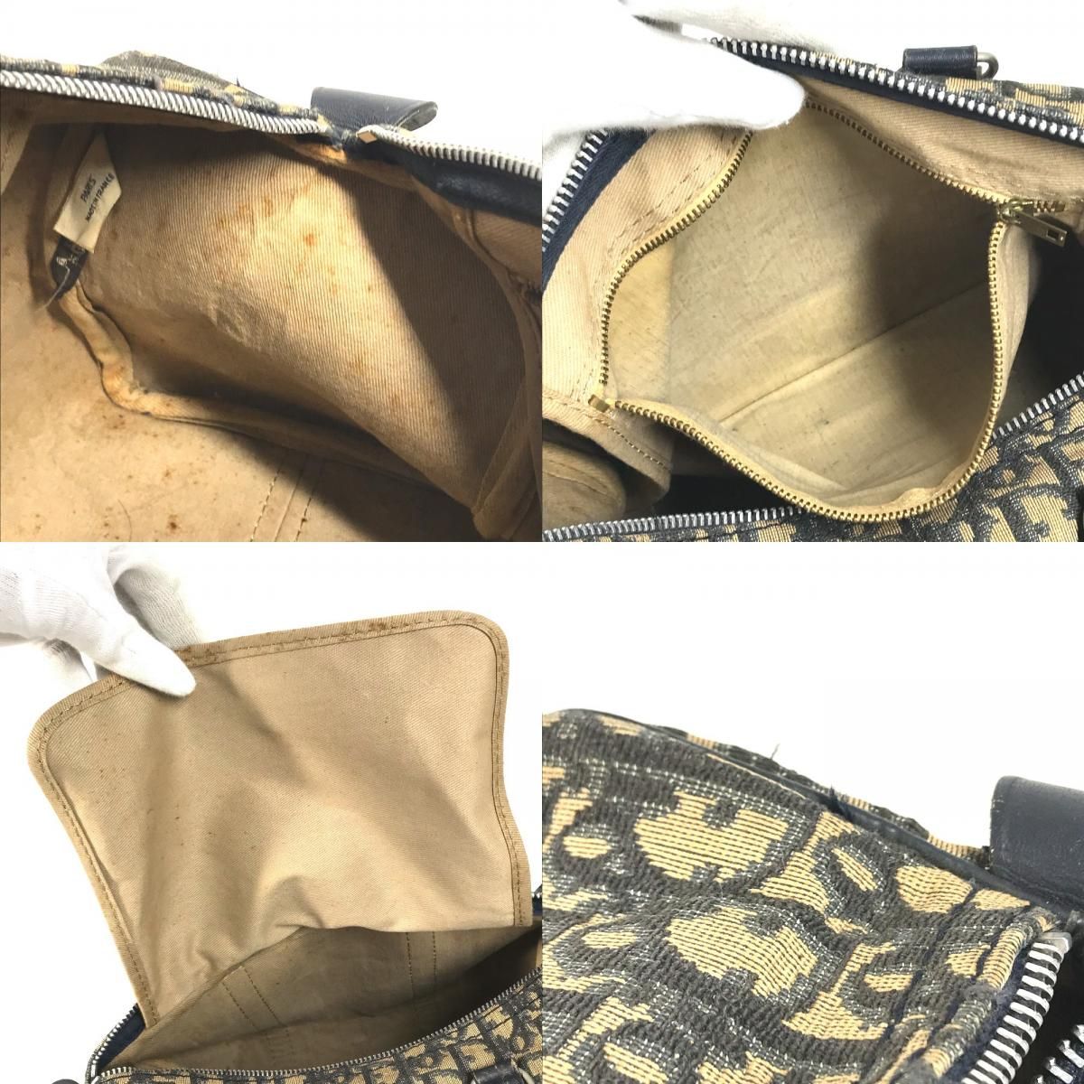 Dior Handbag Trotter Logo Leather Canvas Navy — view 7