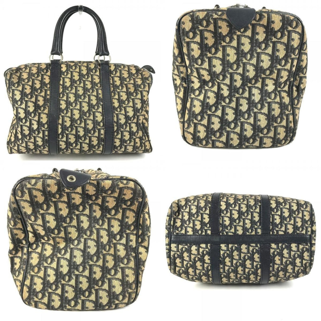 Dior Handbag Trotter Logo Leather Canvas Navy — view 8