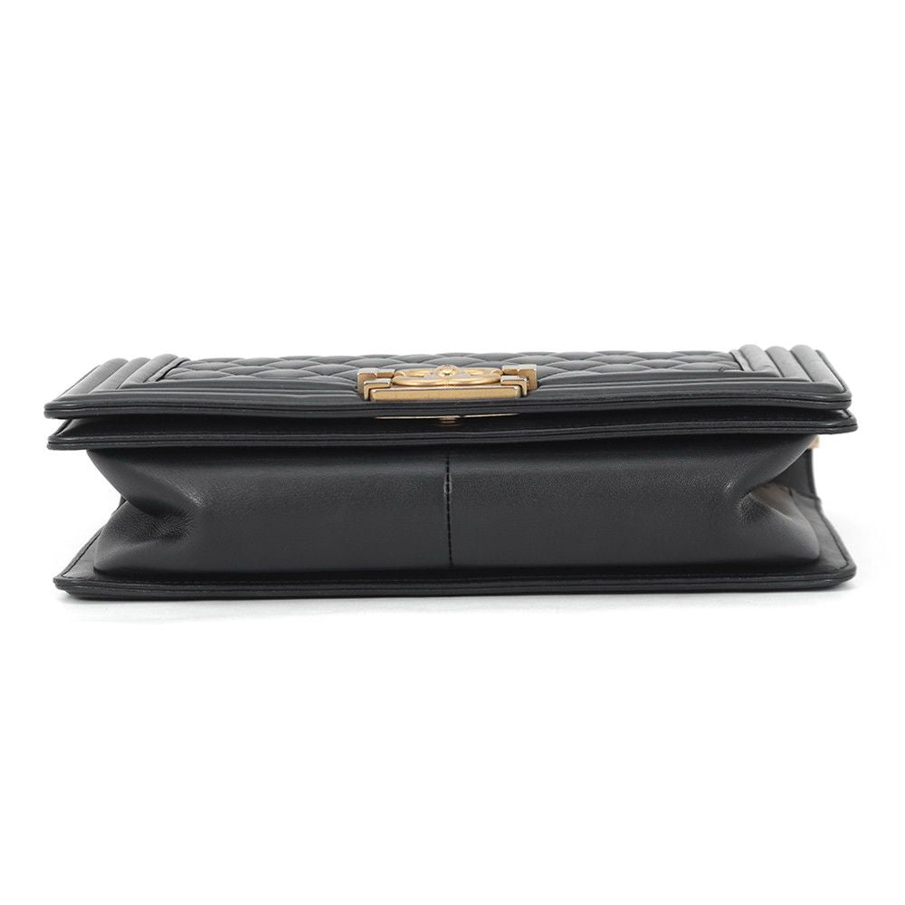 Chanel Chain Shoulder Bag CC Logo Boy Lambskin Black — view 3
