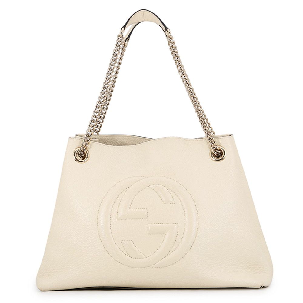 Gucci Tote Bag Interlocking G Soho Chain Leather 2-Way