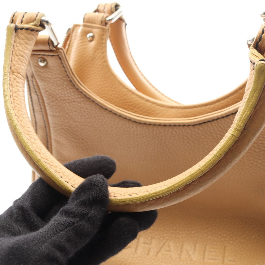 Chanel Handbag Logo Fringe Beige Caviar Leather — view 7