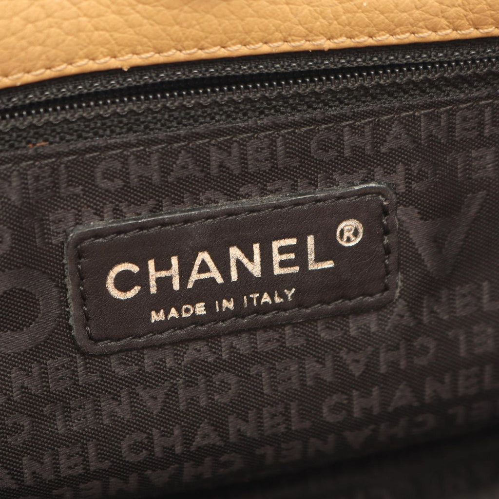 Chanel Handbag Logo Fringe Beige Caviar Leather — view 4