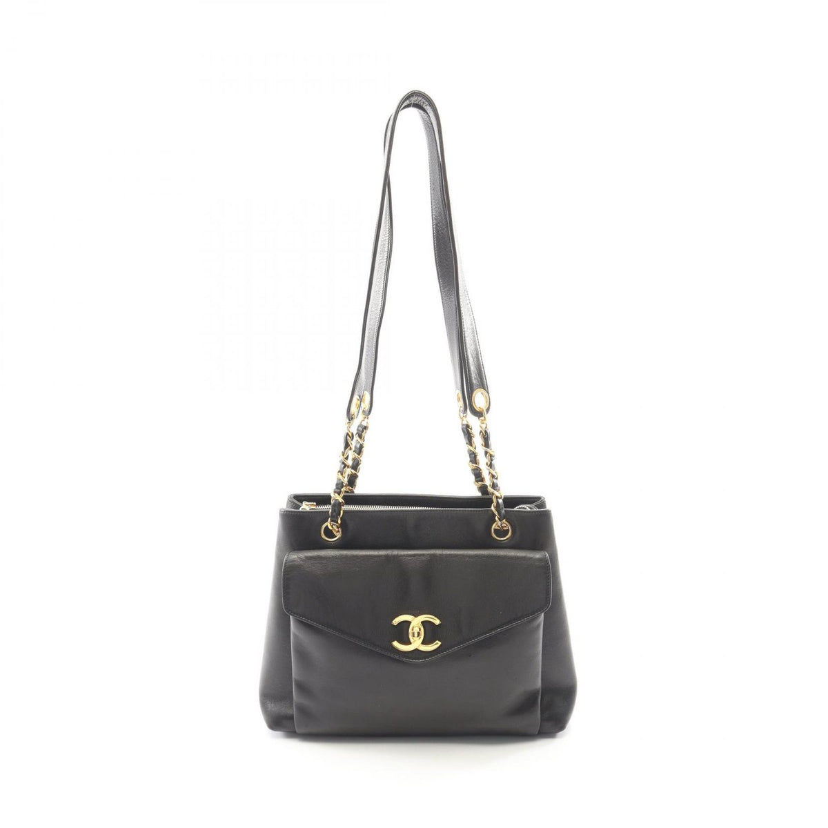 Chanel Tote CC Logo Black Lambskin Shoulder Bag