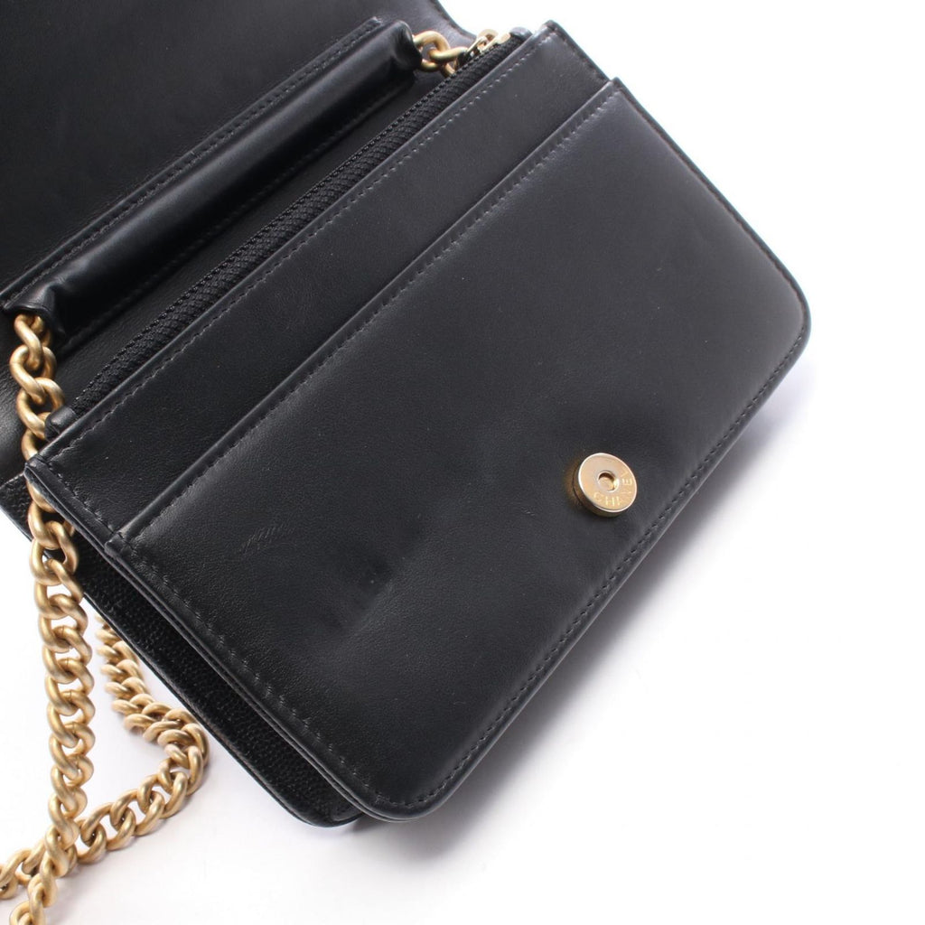 Chanel Shoulder Bag Boy Quilted Black Caviar Leather Boy Chain Wallet — view 7