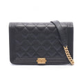 Chanel Shoulder Bag Boy Quilted Black Caviar Leather Boy Chain Wallet