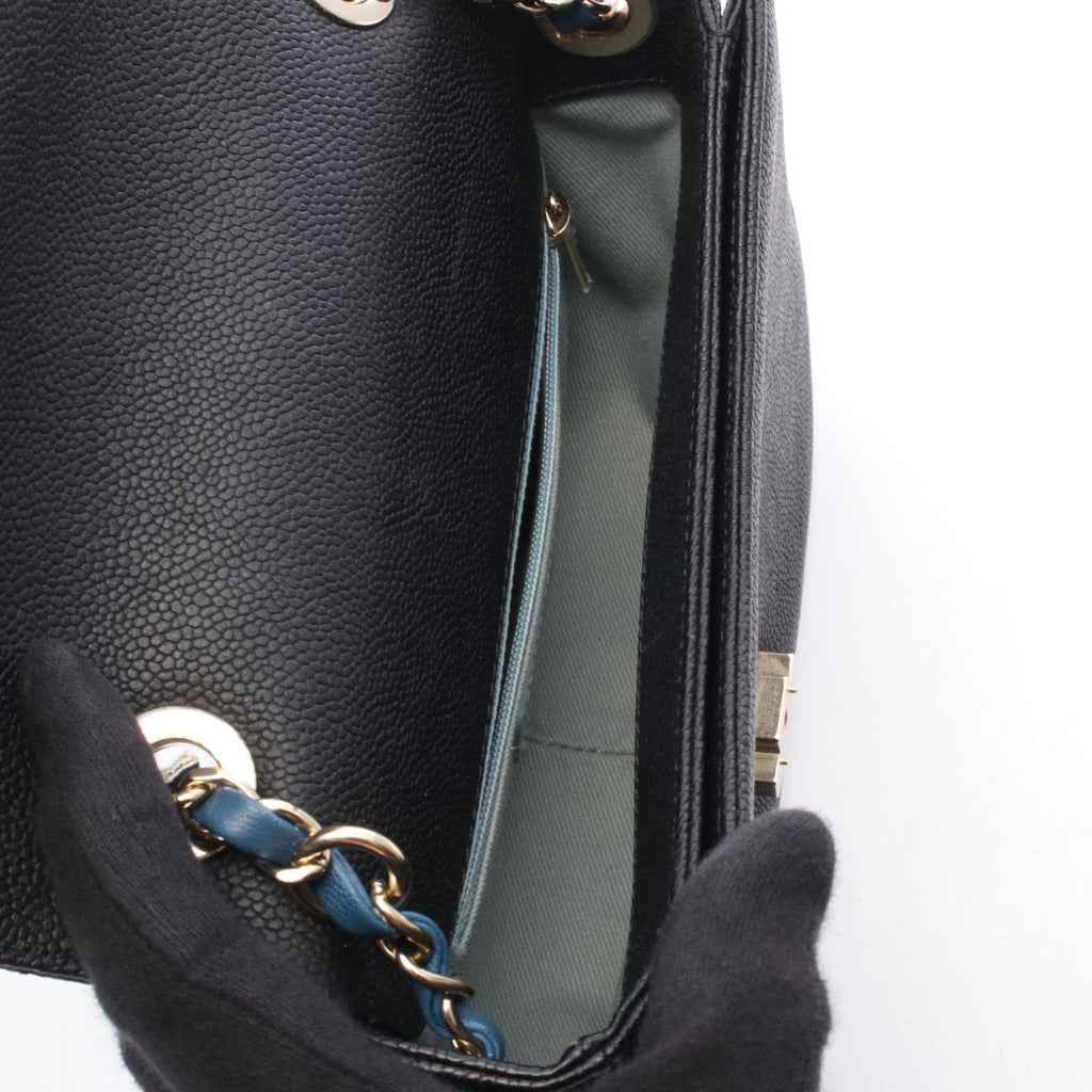 Chanel Shoulder Bag Quilted Half Coco Black Caviar Leather 2-Way Chain — view 3