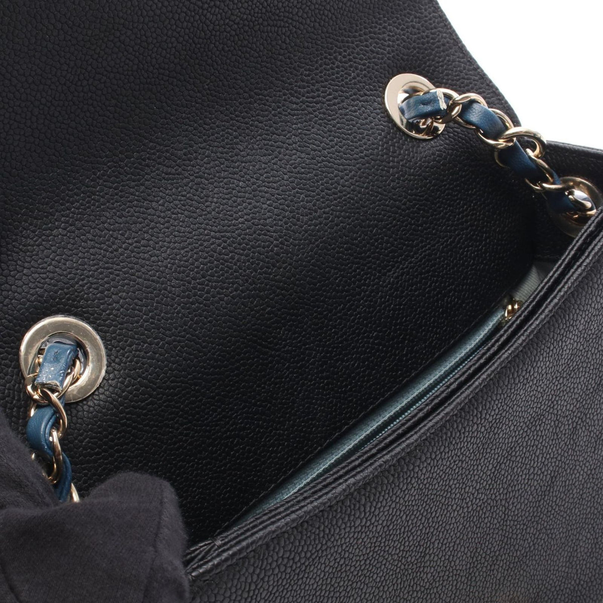 Chanel Shoulder Bag Quilted Half Coco Black Caviar Leather 2-Way Chain — view 7