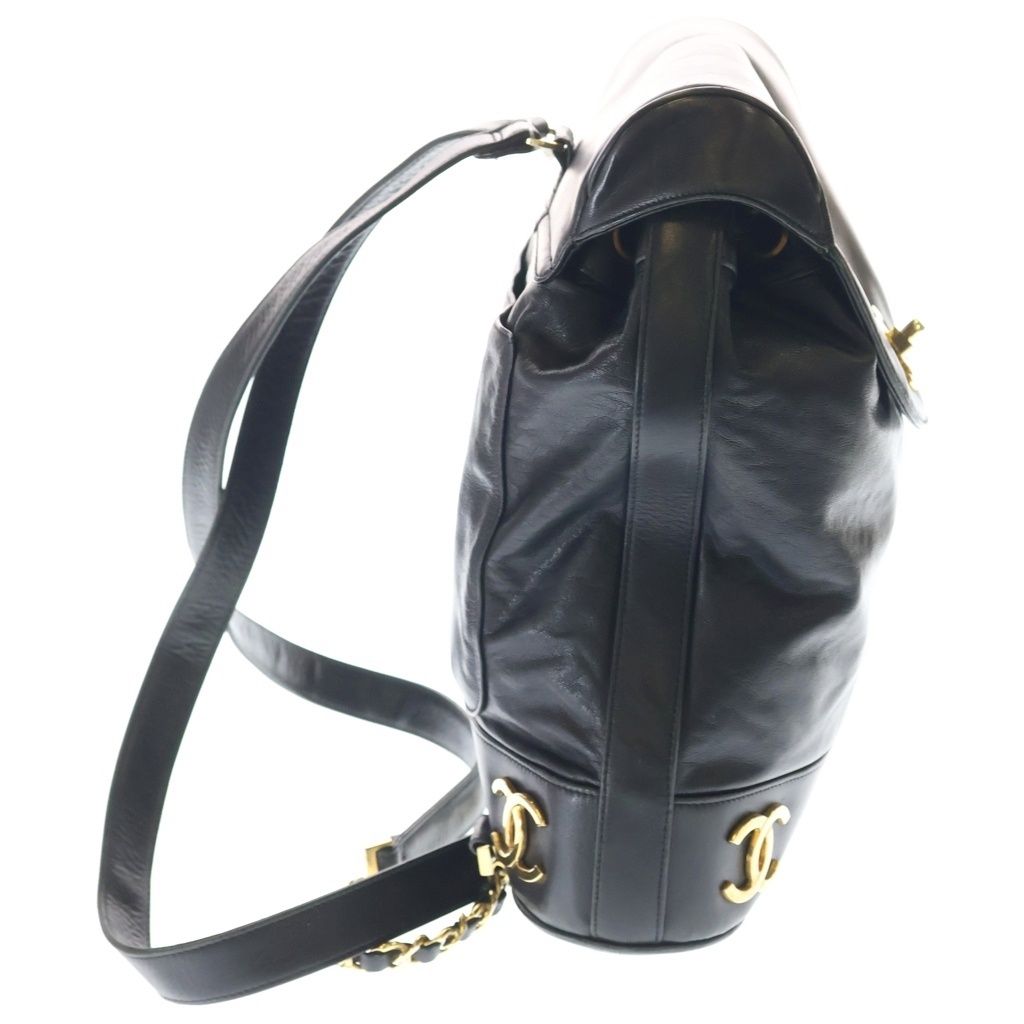 Chanel Vintage Triple CC Logo GD Backpack Black Gold — view 3