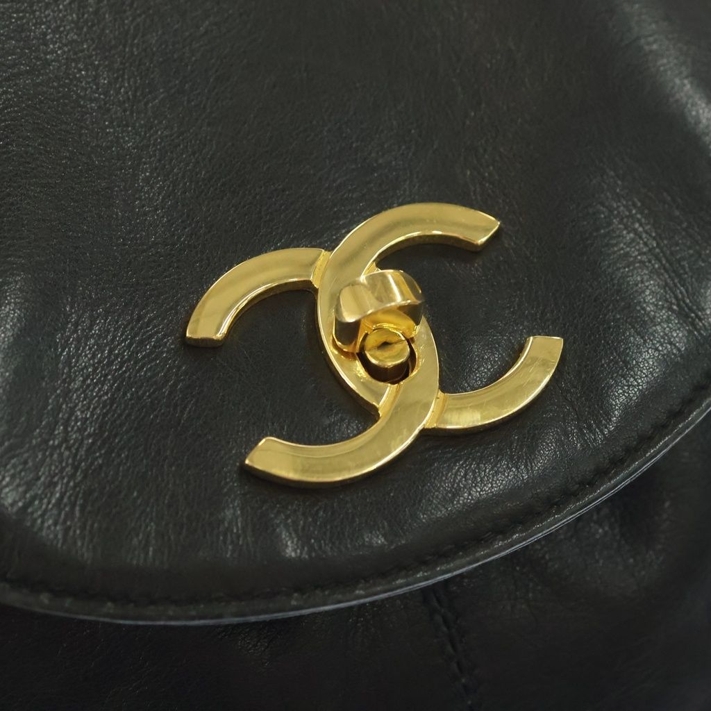 Chanel Vintage Triple CC Logo GD Backpack Black Gold — view 7