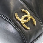 Chanel Vintage Triple CC Logo GD Backpack Black Gold — view 6