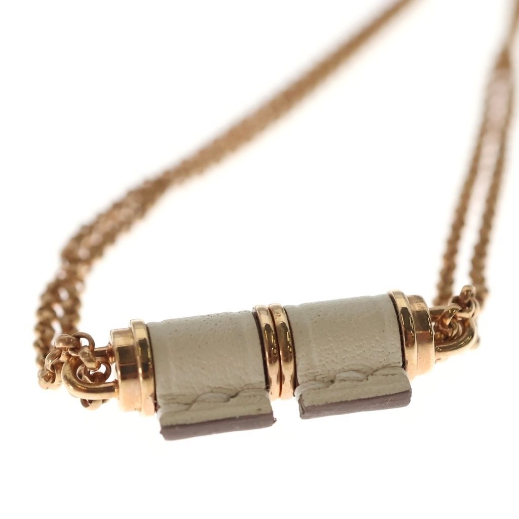Hermes Charnier PM Cles Swift Leather Necklace Pink Gold Ivory — view 5