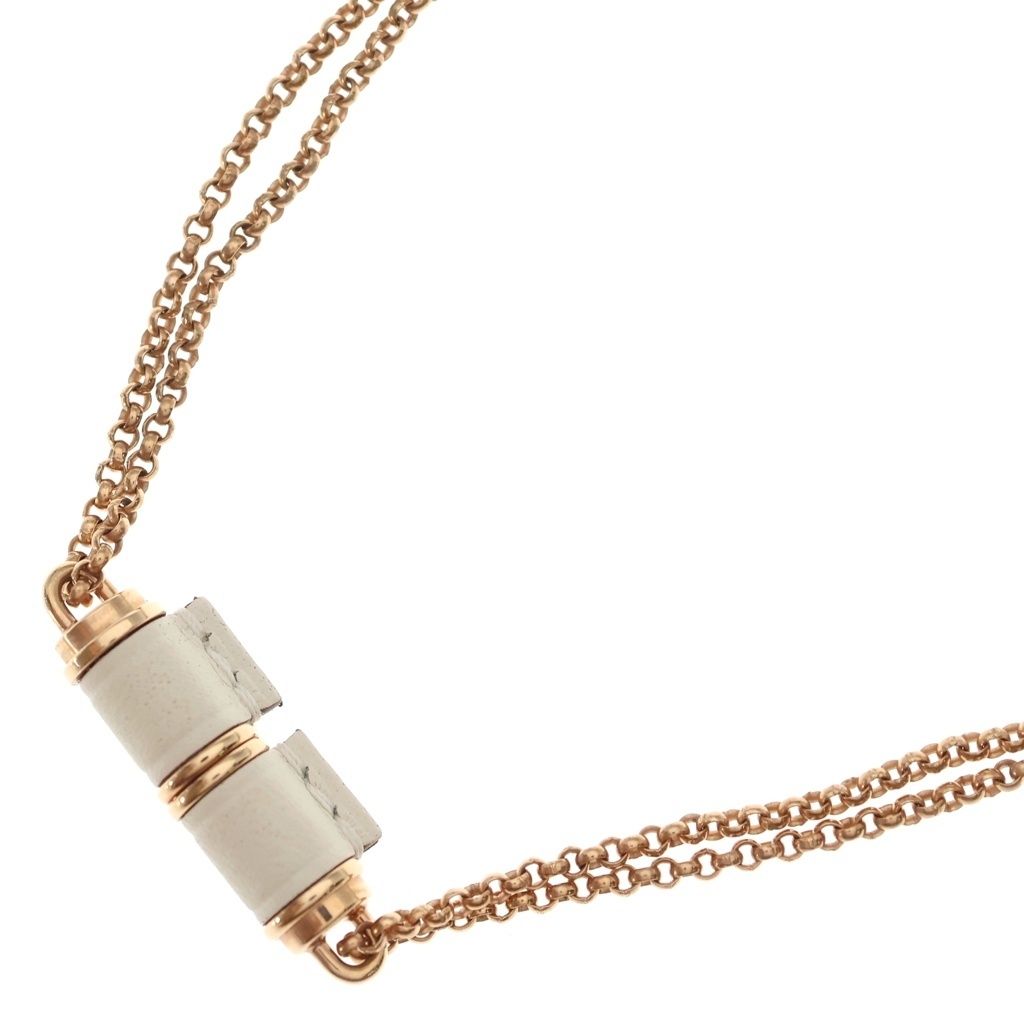 Hermes Charnier PM Cles Swift Leather Necklace Pink Gold Ivory