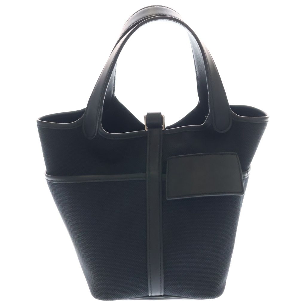 Hermes Picotin Lock PM Cargo Pocket Swift Leather Handbag Silver Black