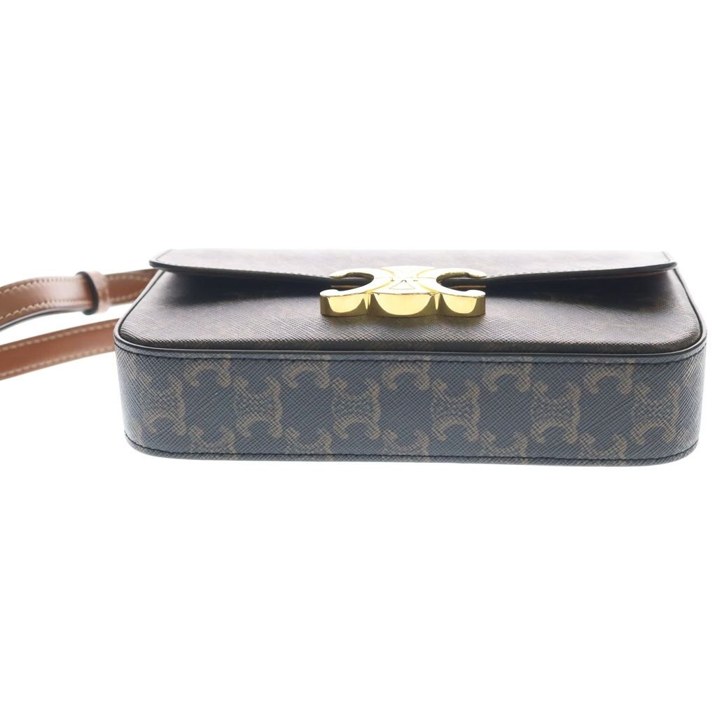 Celine Triomphe Claude Leather Shoulder Bag Brown — view 4