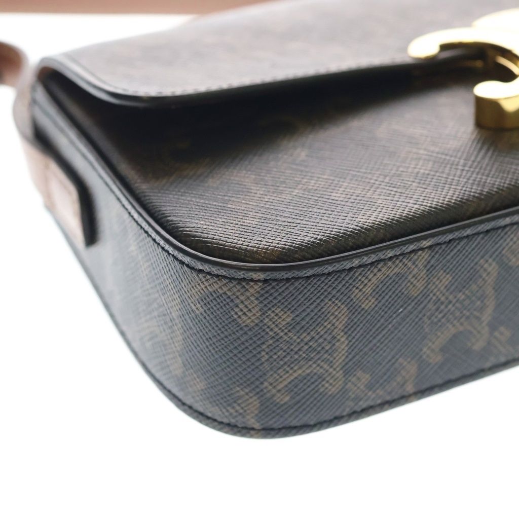 Celine Triomphe Claude Leather Shoulder Bag Brown — view 5