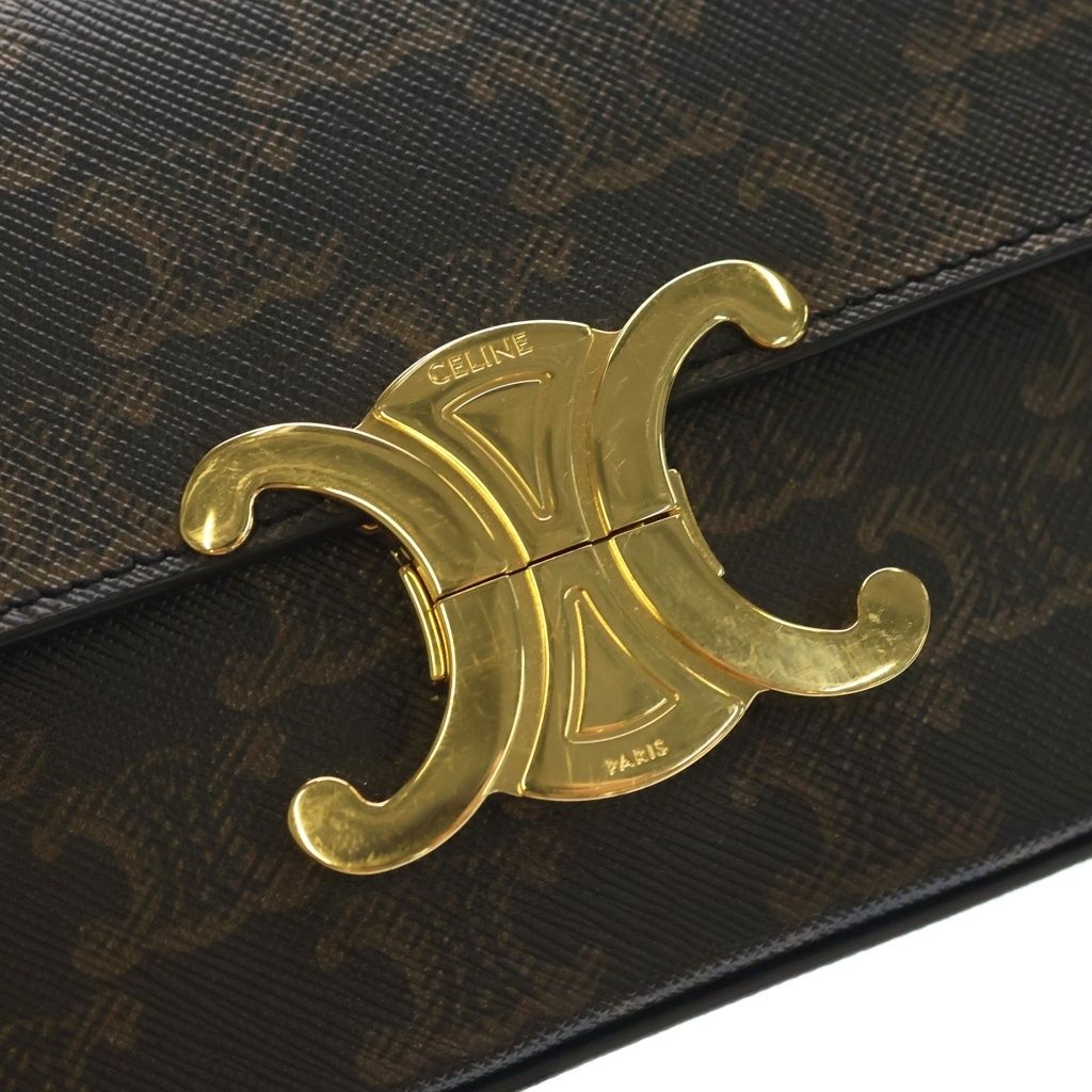 Celine Triomphe Claude Leather Shoulder Bag Brown — view 6
