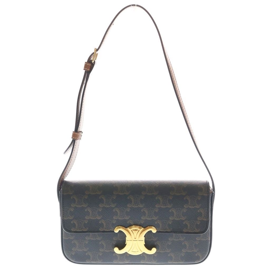 Celine Triomphe Claude Leather Shoulder Bag Brown
