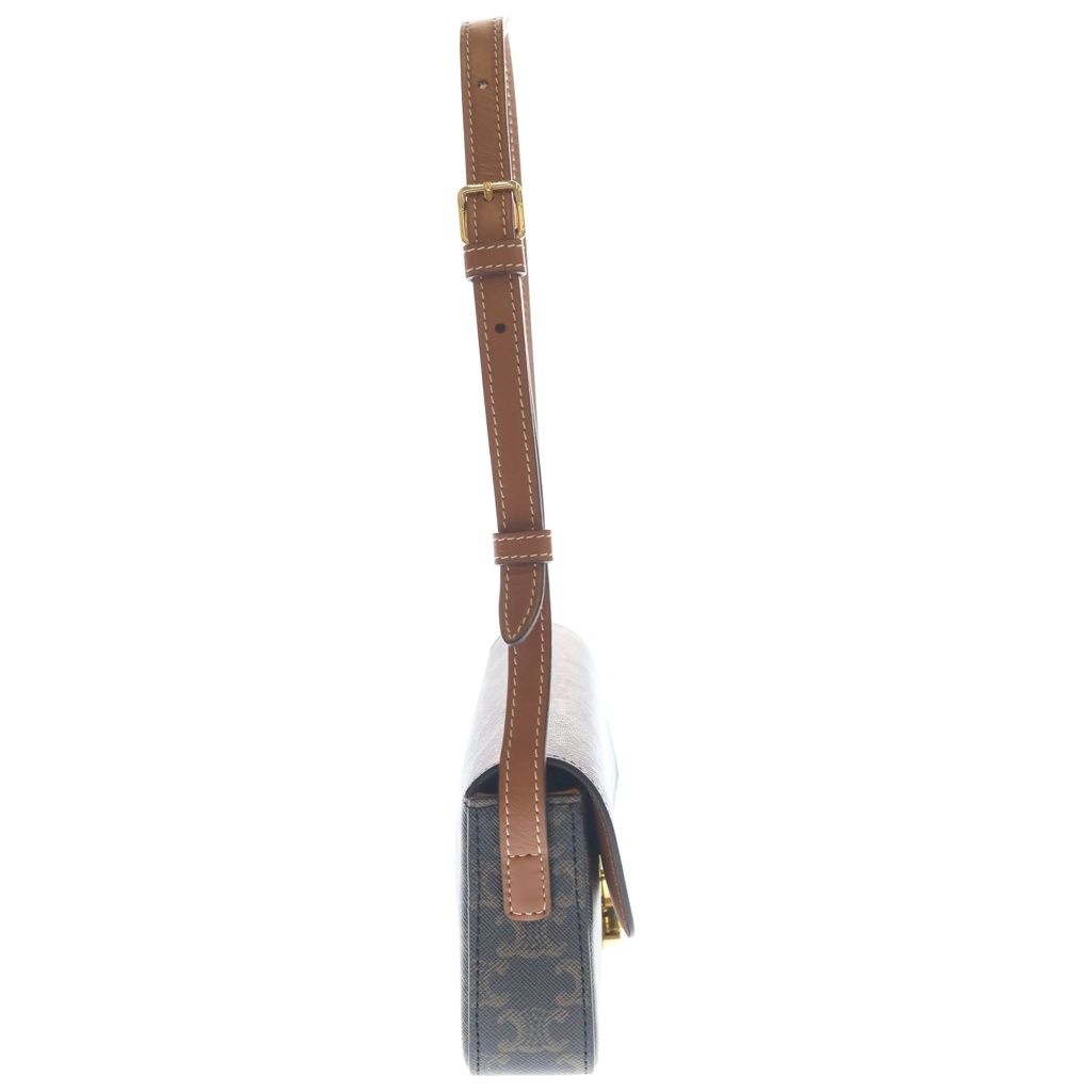 Celine Triomphe Claude Leather Shoulder Bag Brown — view 3