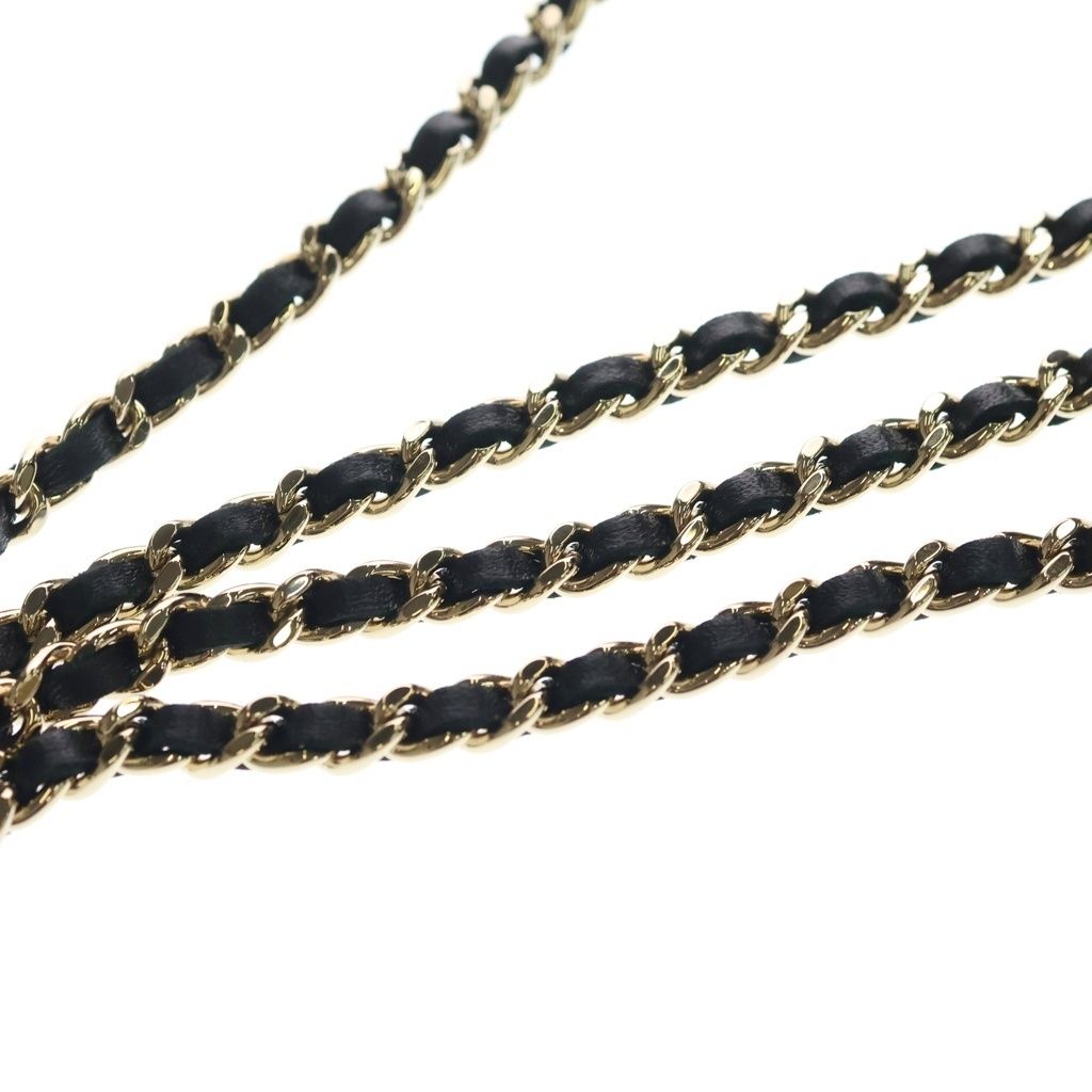 Chanel Quilted Boston Shoulder Bag Chain Black White Lambskin Gold — view 7