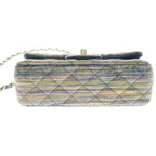 Chanel Mini Quilted Chain Shoulder Bag Back Single Flap Denim Multicolor Navy — view 4