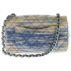 Chanel Mini Quilted Chain Shoulder Bag Back Single Flap Denim Multicolor Navy — view 2